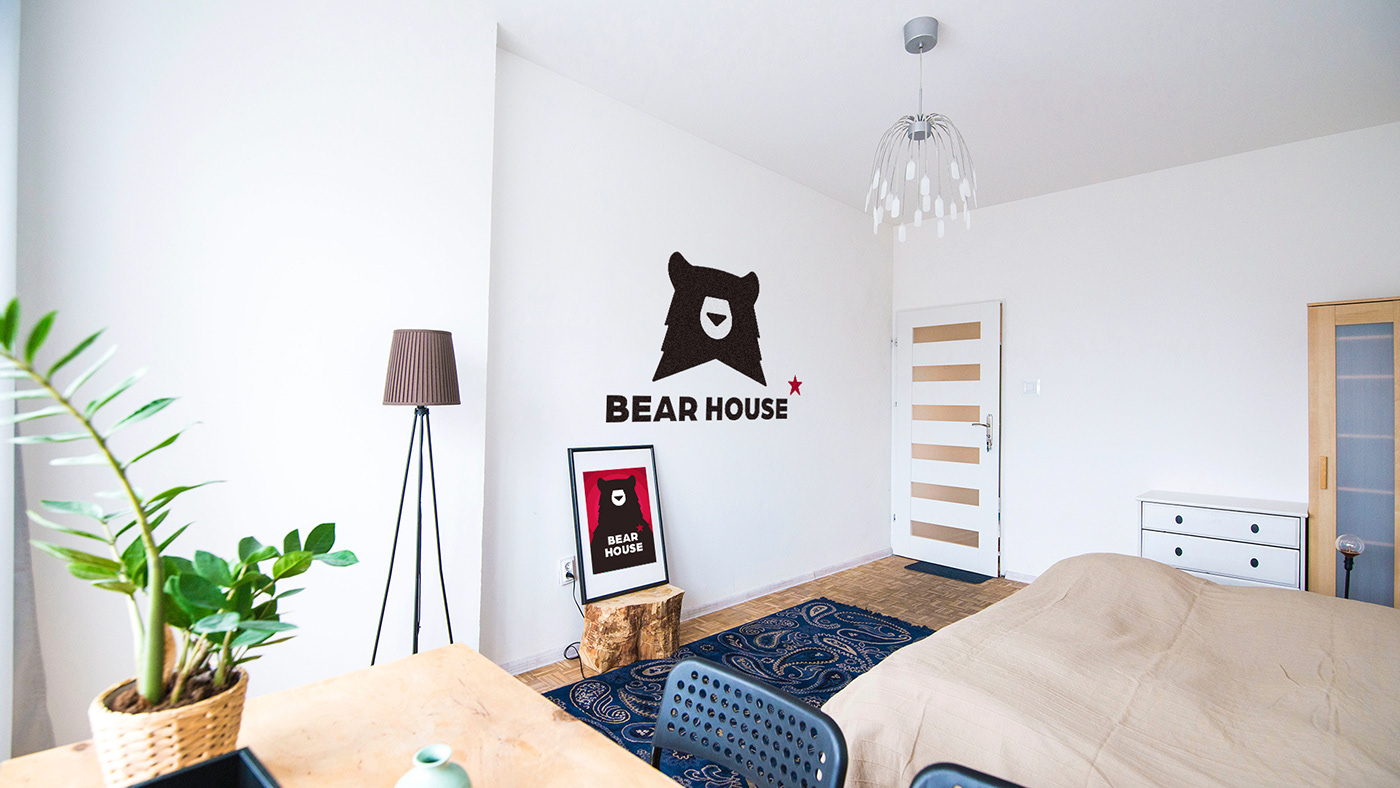branding  bear hostel house logo graphic California Los Angeles porto alegre