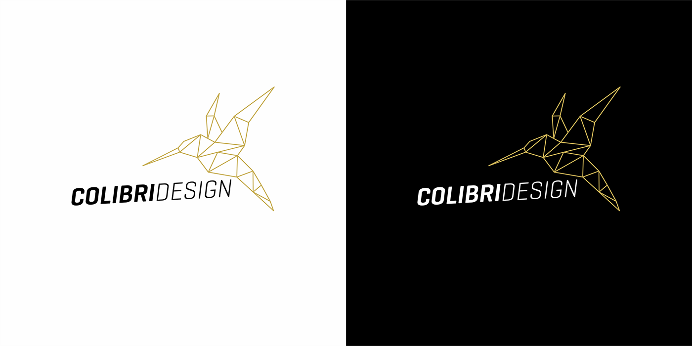 vector logo colibri gold branding  design graphic polygon identity