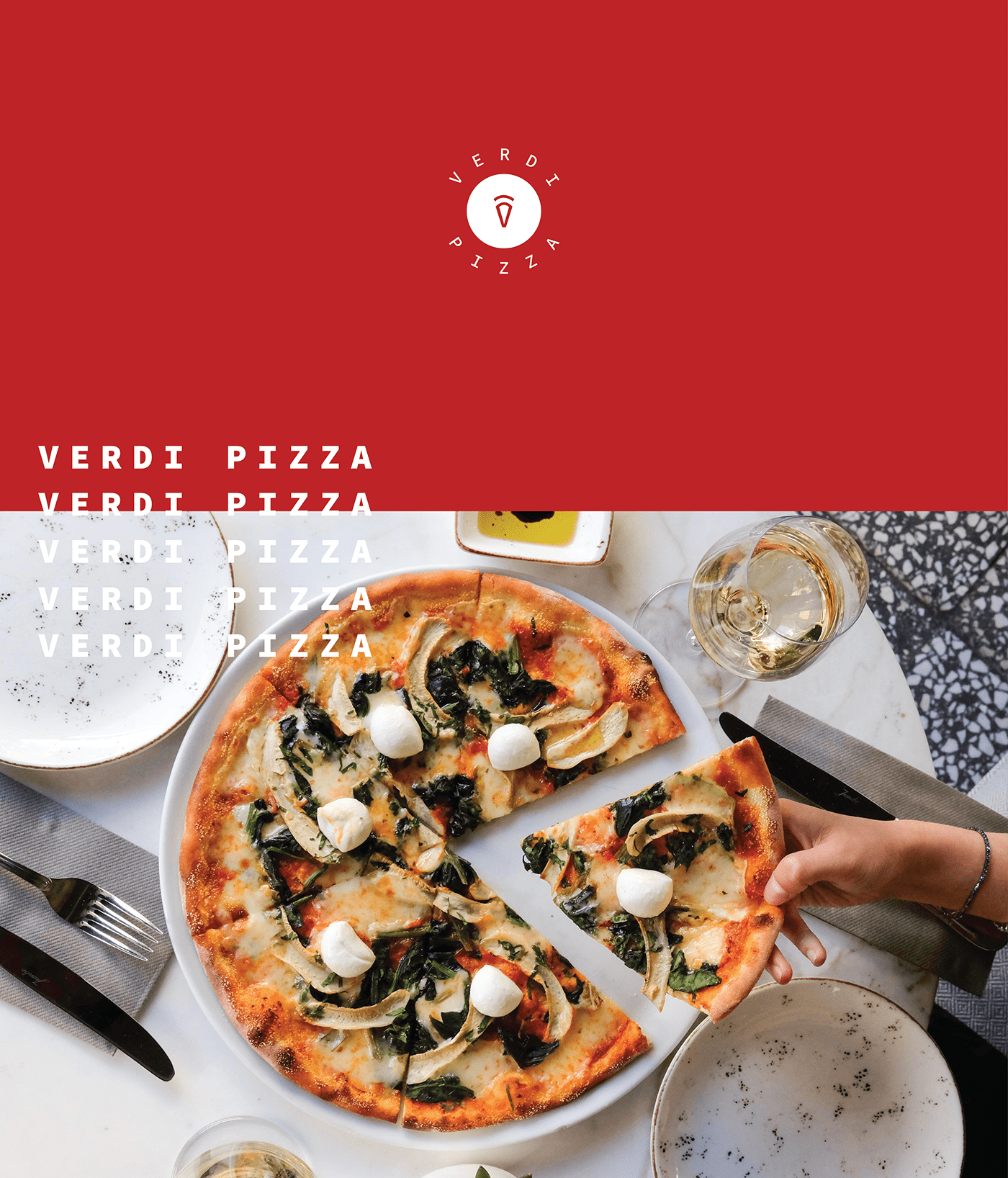 Pizza Packaging branding  brand restaurant verdi pizza Verdi stationary logo design