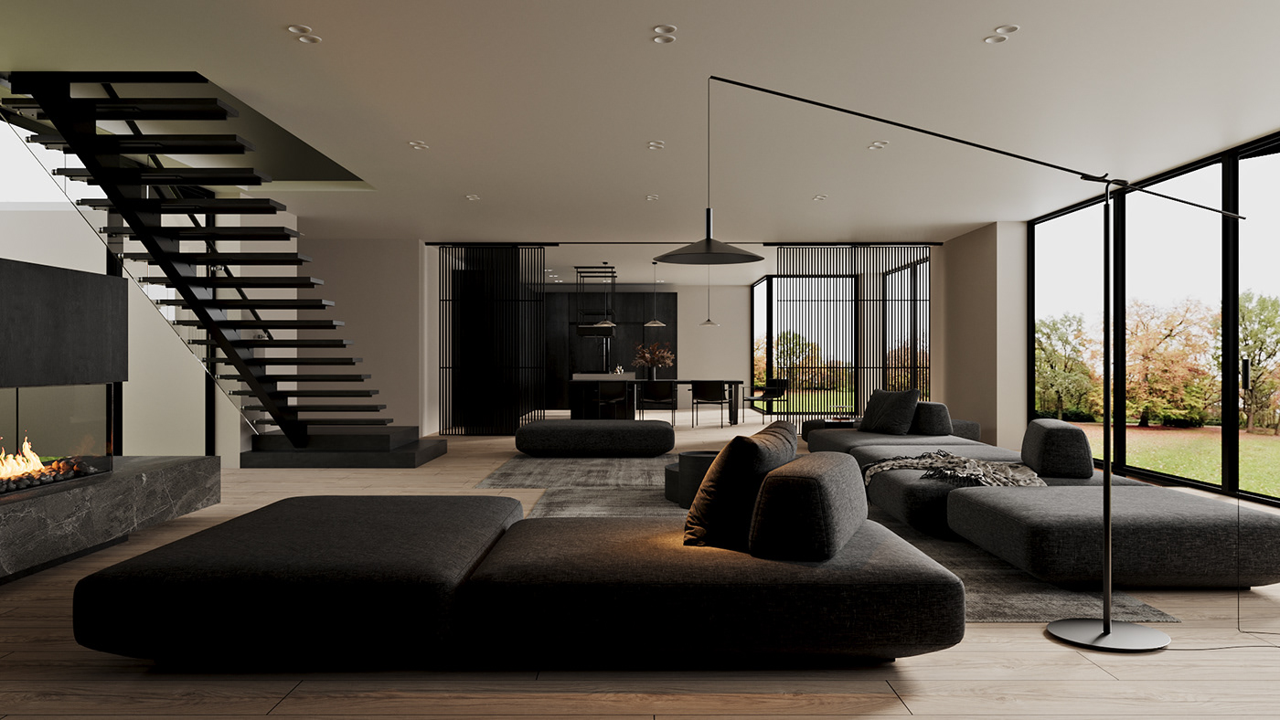 architecture interior design  visualization archviz Render Minimalism modern corona 3ds max blackinterior