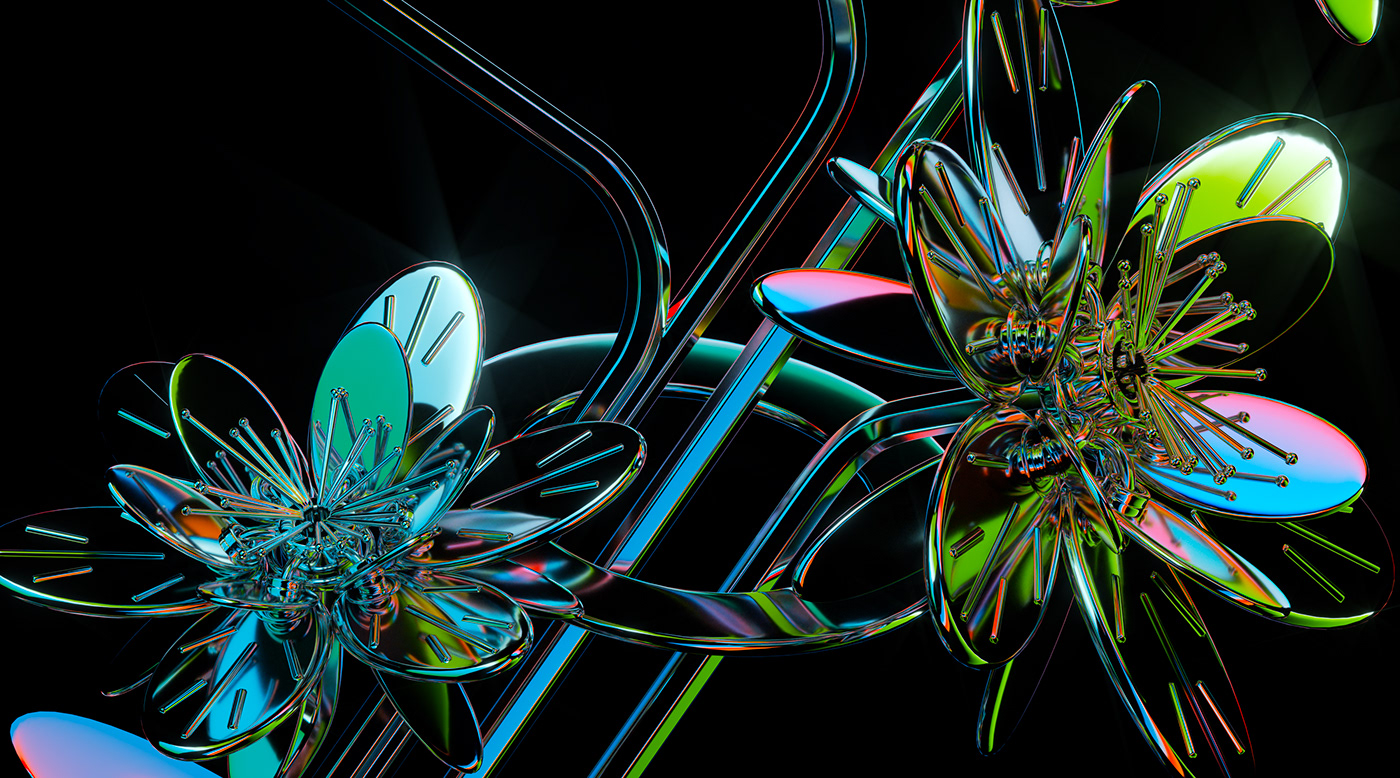 3D animation  CGI cinema 4d Digital Art  Flowers inorganic motion graphics  octane Render