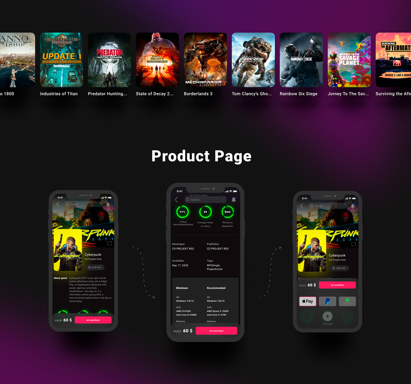 app concept design mobile design Epic games store ios ios app. (UI/UX) UI UI/IX user interface ux
