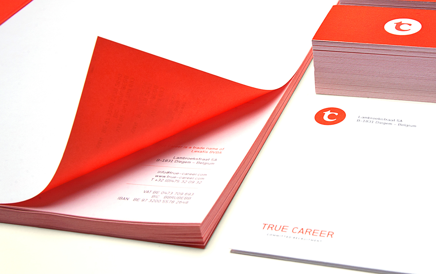 True Career  consulting  colorplan  identity Corporate Identity logo human resource Duplexed orange foil foil block