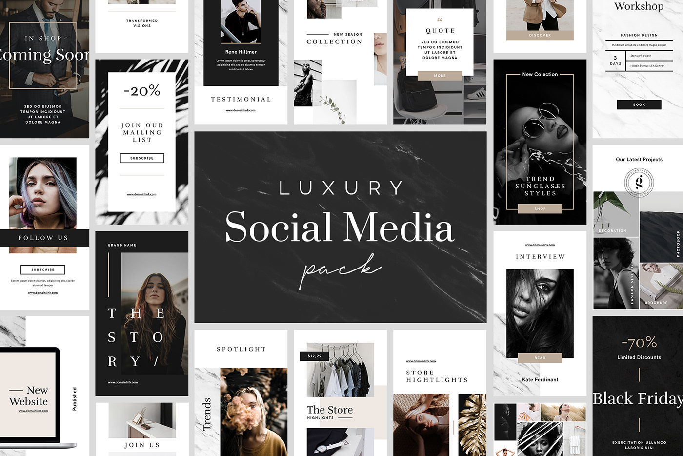 luxury instagram Stories social media social template gold psd clean post Promotion