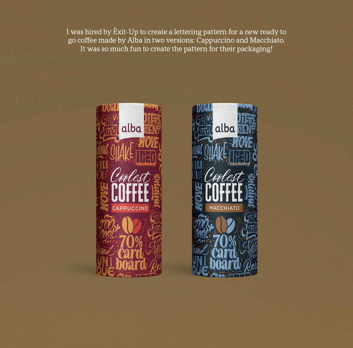cappuccino Coffee Handlettering latte lettering macchiato Packaging pattern Script take away