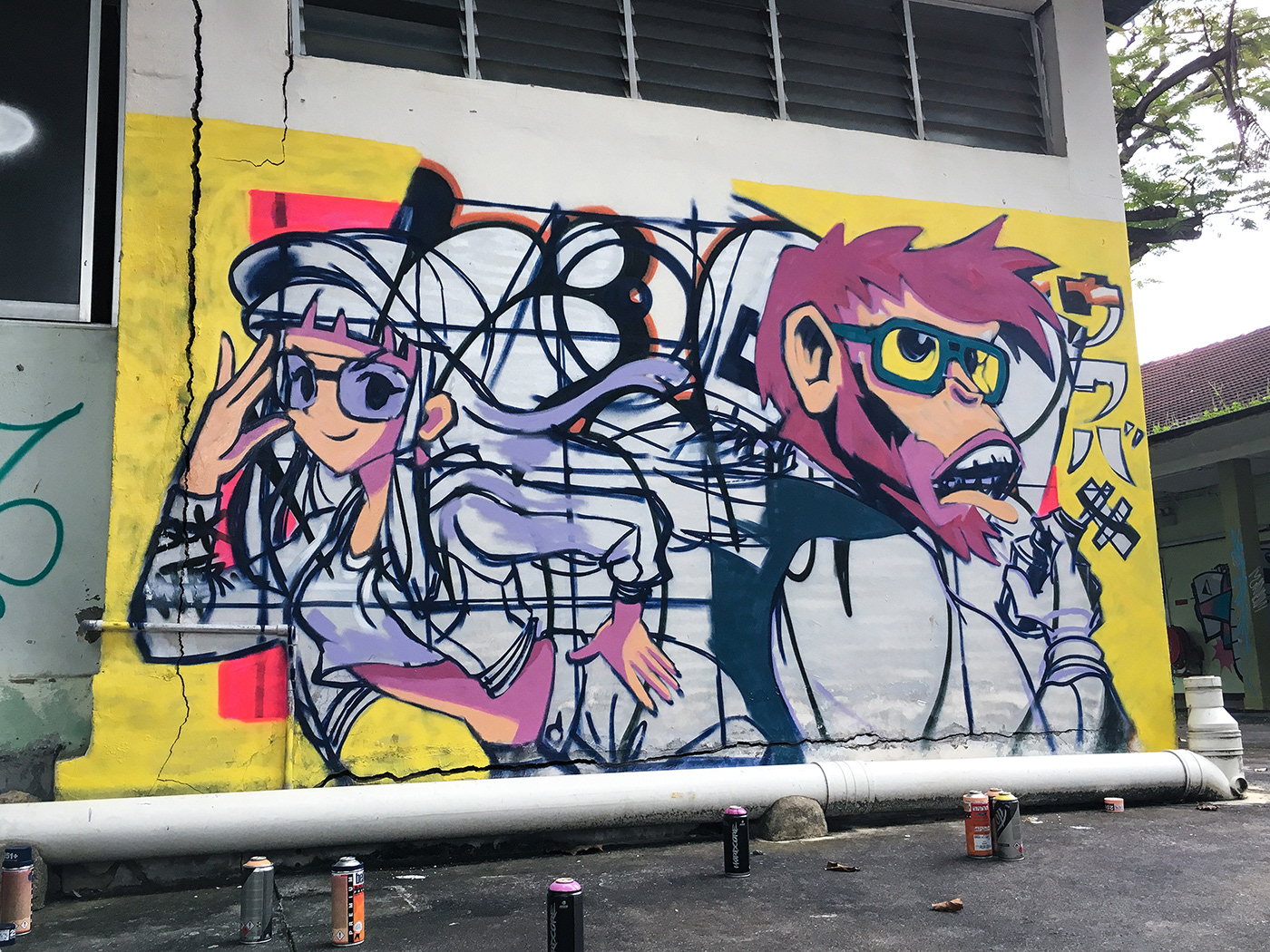 anacathie anime graffiti freakyfir Graffiti Mural singapore graffiti spray paint Street Art  studiomoonchild urban art
