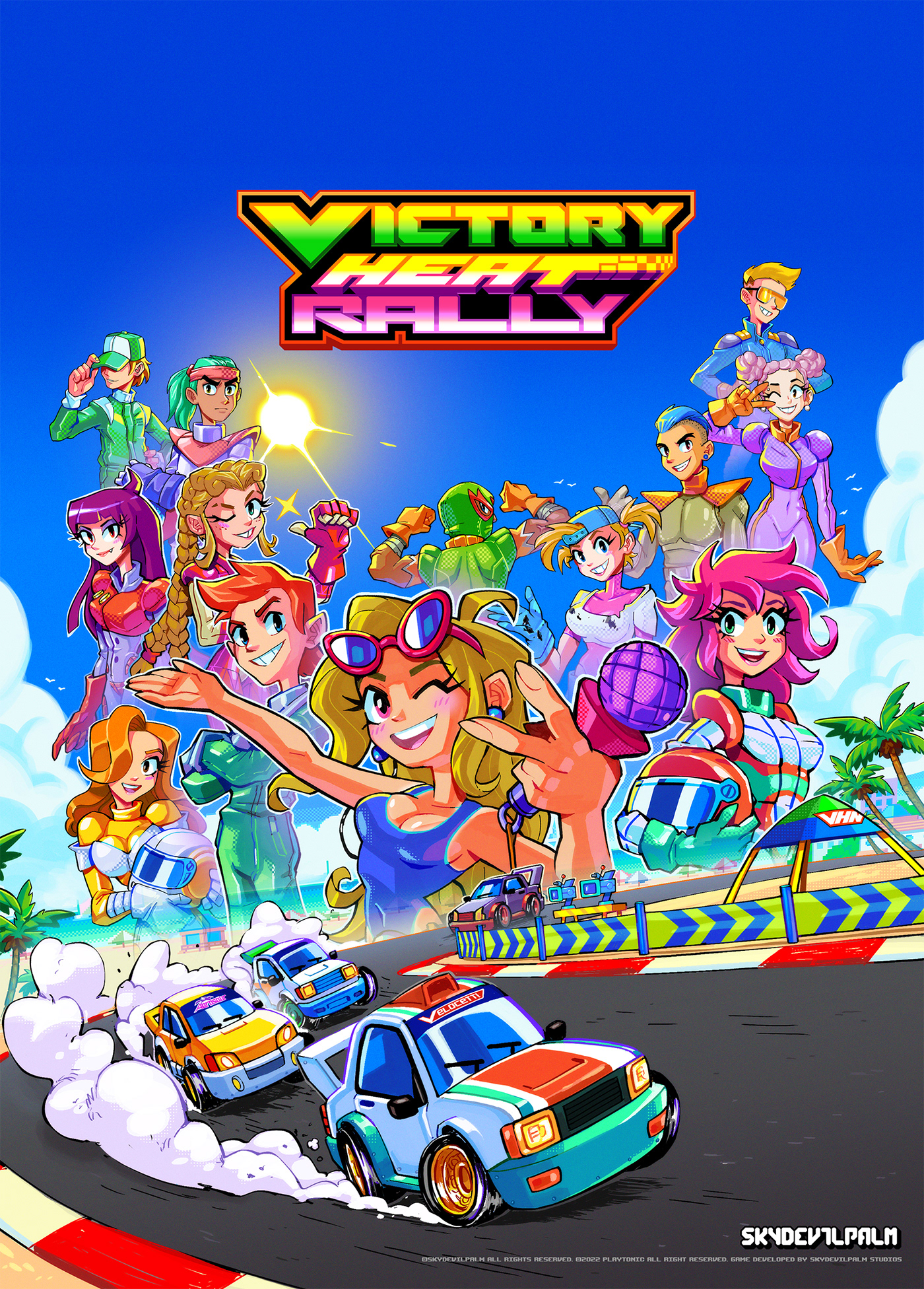 key art steam capsule Cover Art Game Art playtonic victory heat rally Indie game concept art