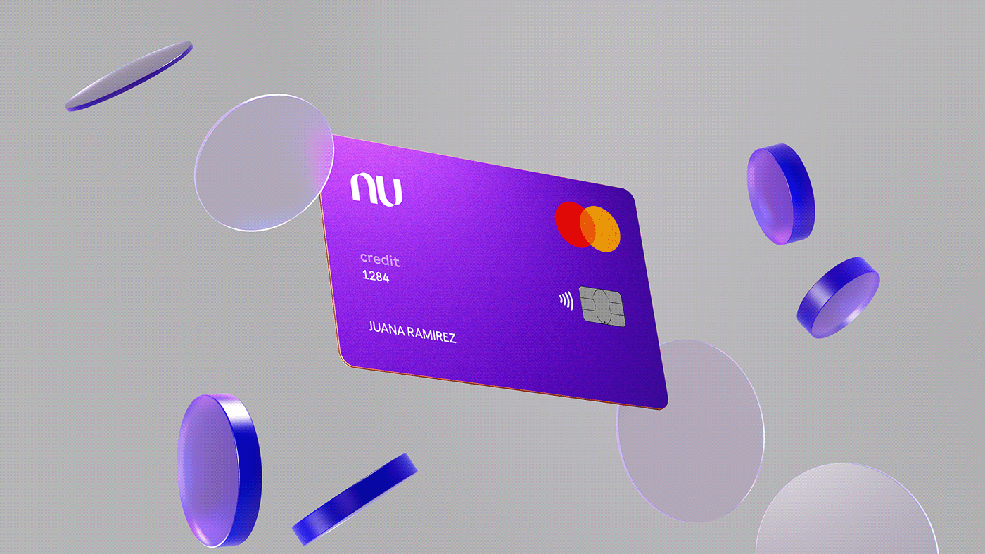 Bank credit card Advertising Campaign brand identity 3d animation Nubank Fintech finance motion design 3D