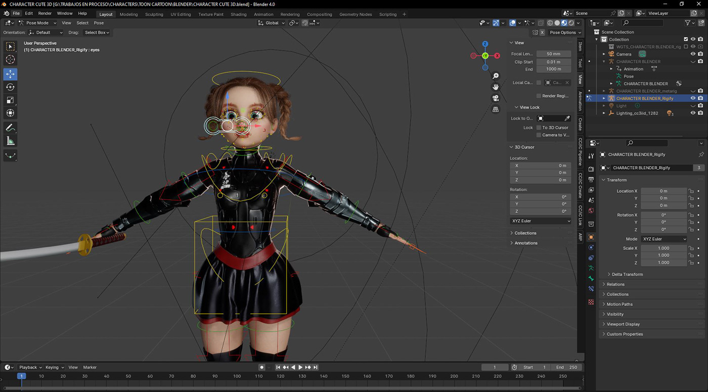 Character design  blender 3d modeling Substance Painter texturing Rigging Animation 3D cartoon rendering Zbrush