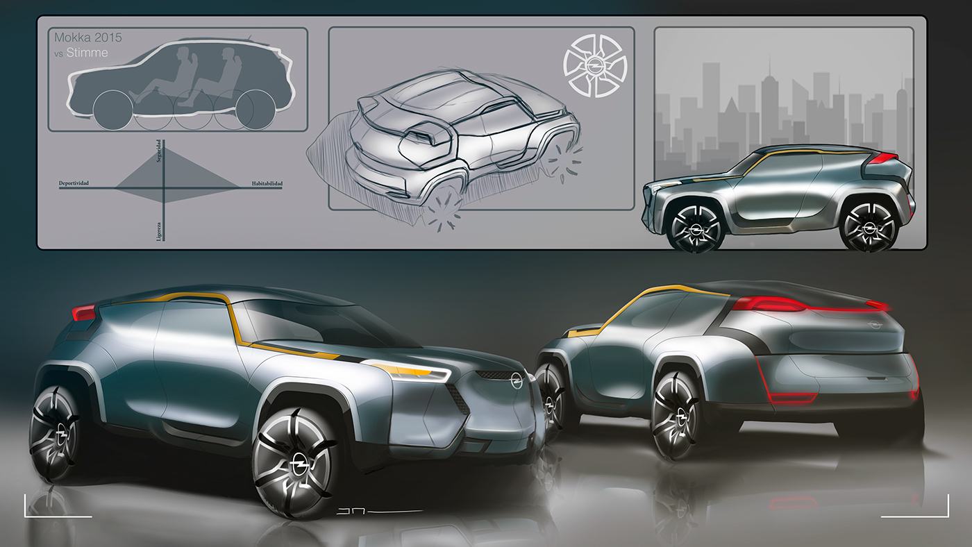 opel concept car atomotive design Vauxhall Render sketch