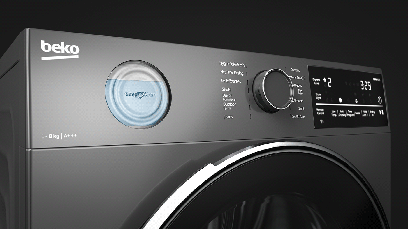 industrial design  product design  Sustainability Sustainable Design industrialdesign beko appliances White Goods tumble dryer Washing machine
