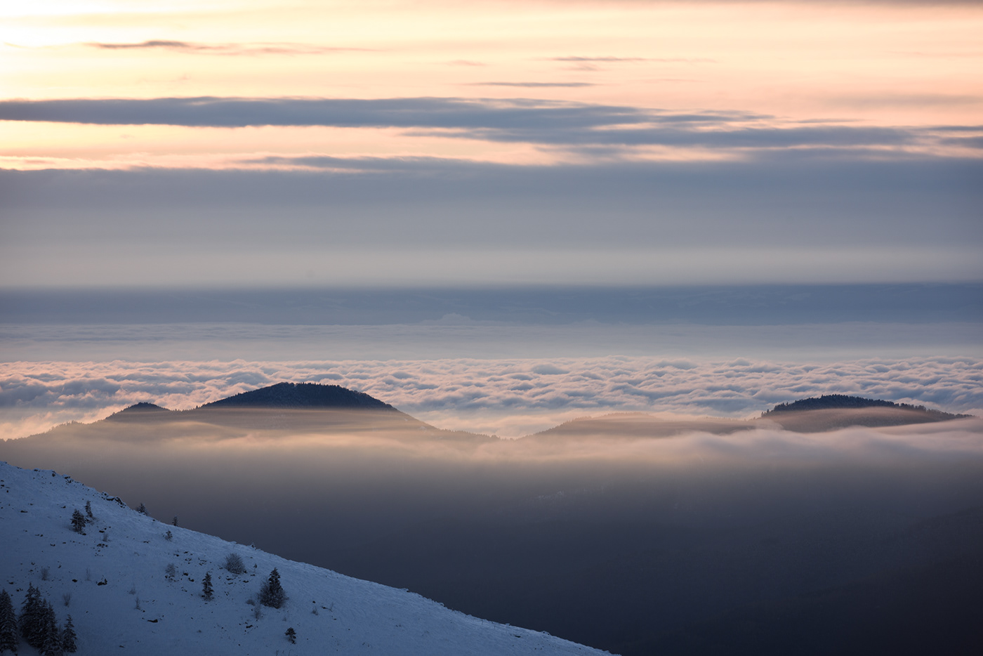 winter Vosges montain Nature Landscape snow Sunrise france