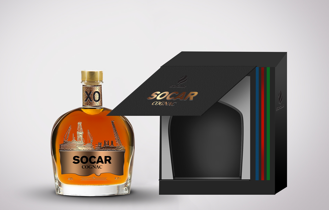SOCAR wine Cognac package Label art direction  azerbaijan graphic design  label design alchohol