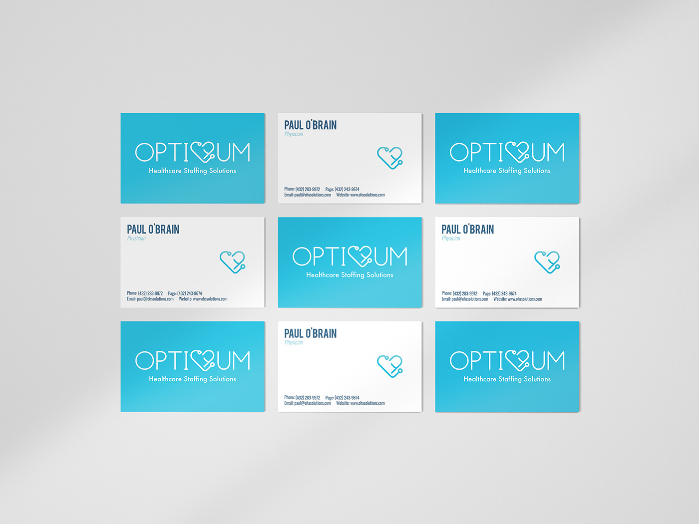 Business card design for a nurse staffing business. It was printed for the hospital.