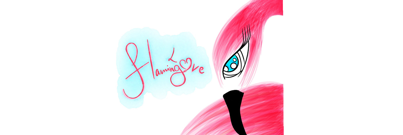 flamingo bird art graphicdesign ILLUSTRATION  TRENDING blue pink Merch draw coral eyes lashes spring