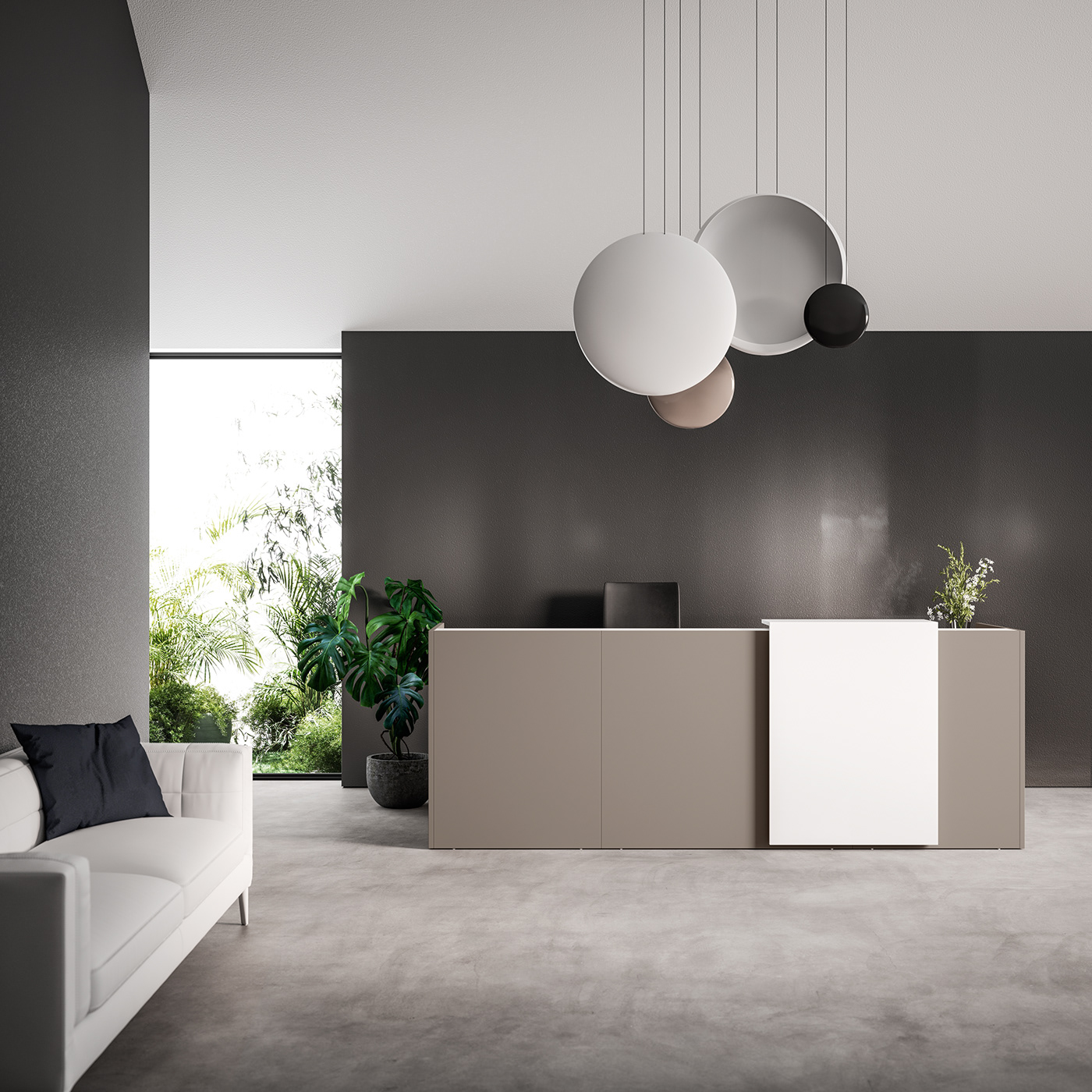 Render Office furniture design CGI minimal Interior 3D architecture product