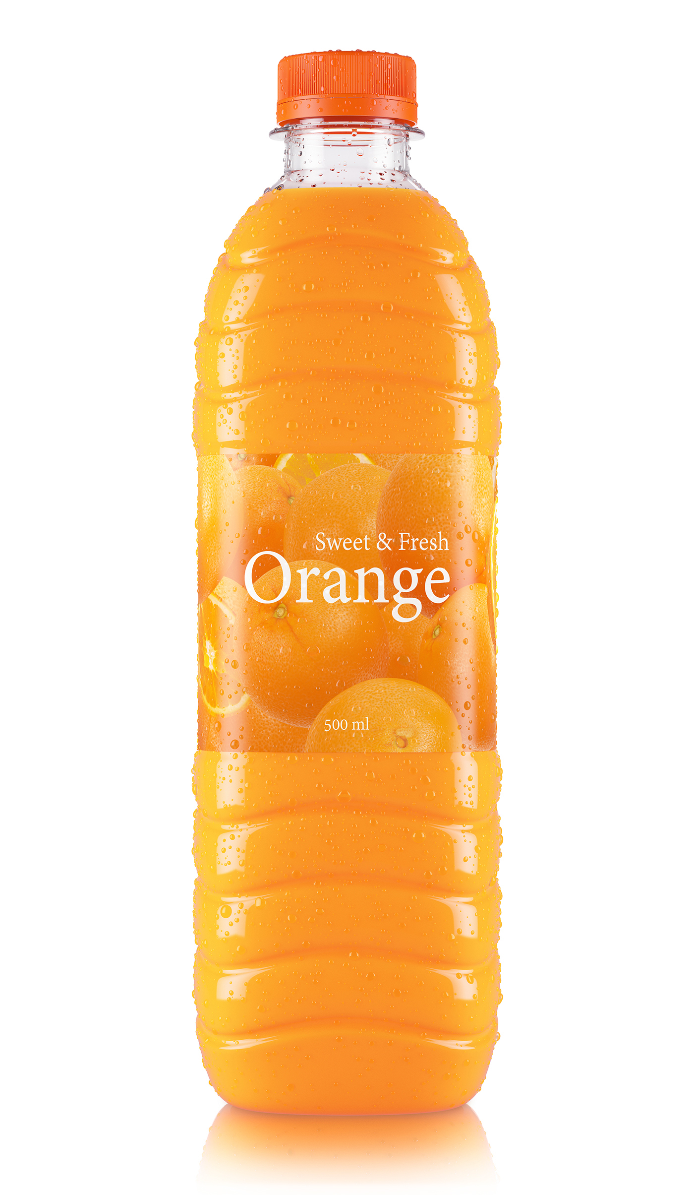 3D CGI bottle drops water beverage orange cherry visualization mineral water