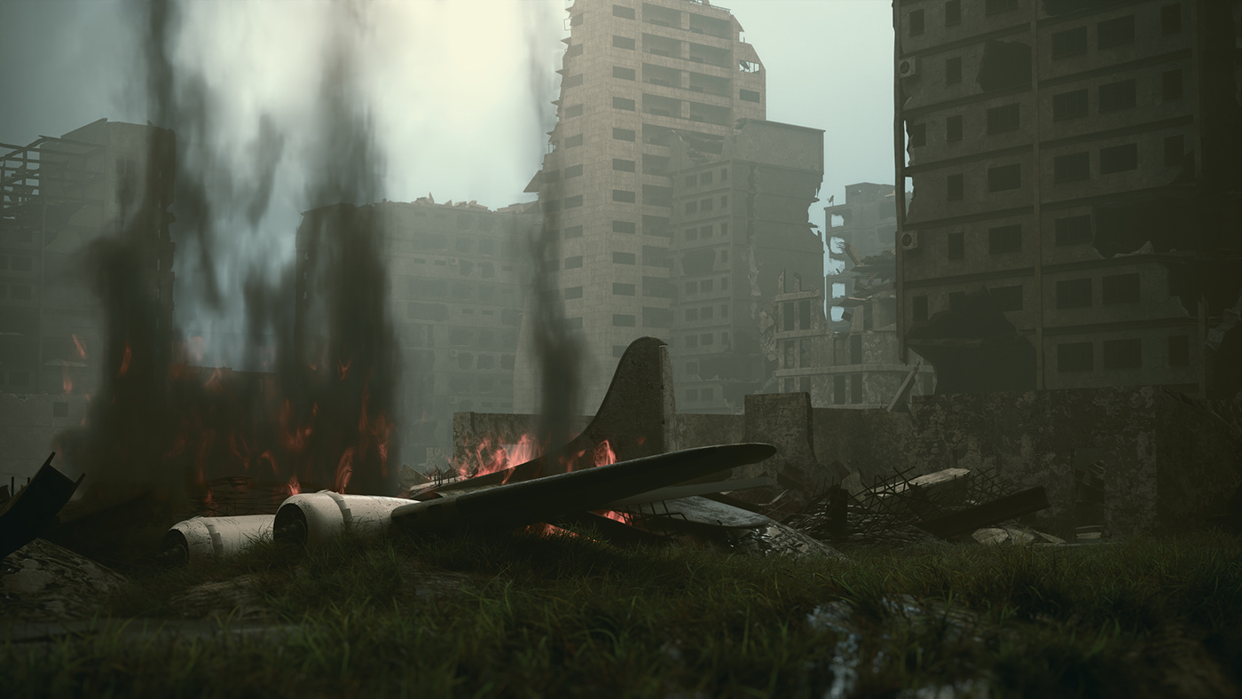 warzone post apocalypse Render atmospheric mist cinematic