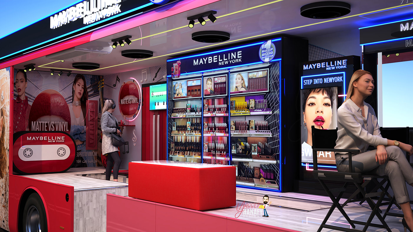 Maybelline vinyl music makeup beauty store salon Roadshow bus yasser hanafy