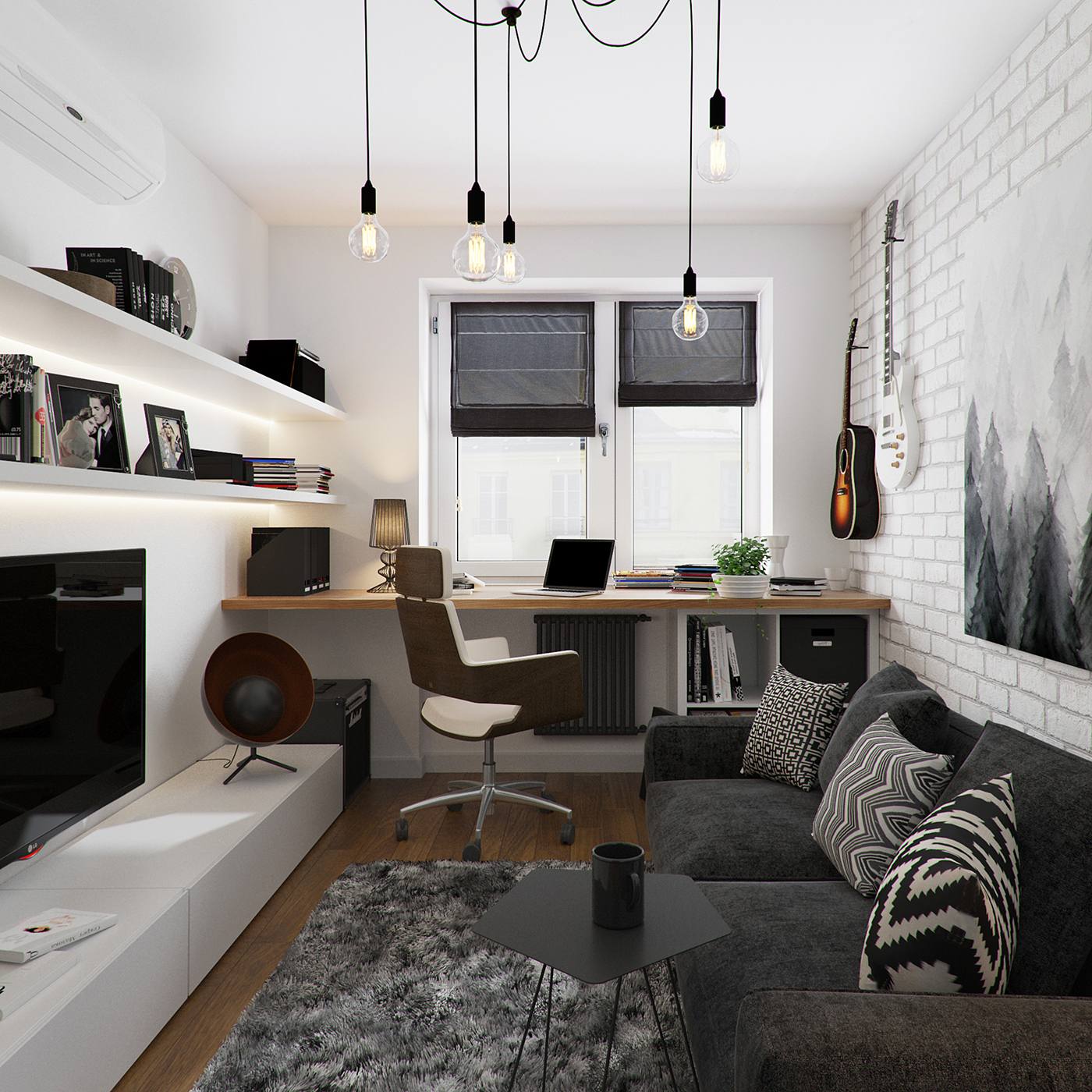 3ds max corona render  apartament Scandinavian style Interior Lviv Belgian town