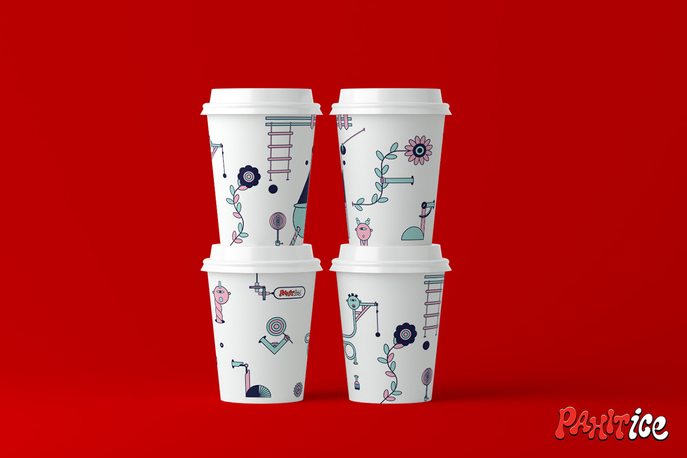 brand Coffee design drink ice cream pahit ice Paper Cup da Vinci machines ILLUSTRATION  medici