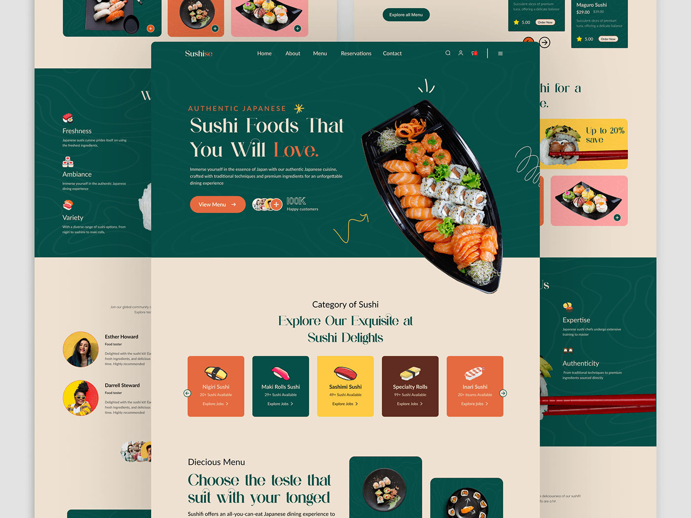 UI/UX landing page Web Design  Creative Sushi Sushi delicacies sushi platters sushi restaurant Sushi japanese food