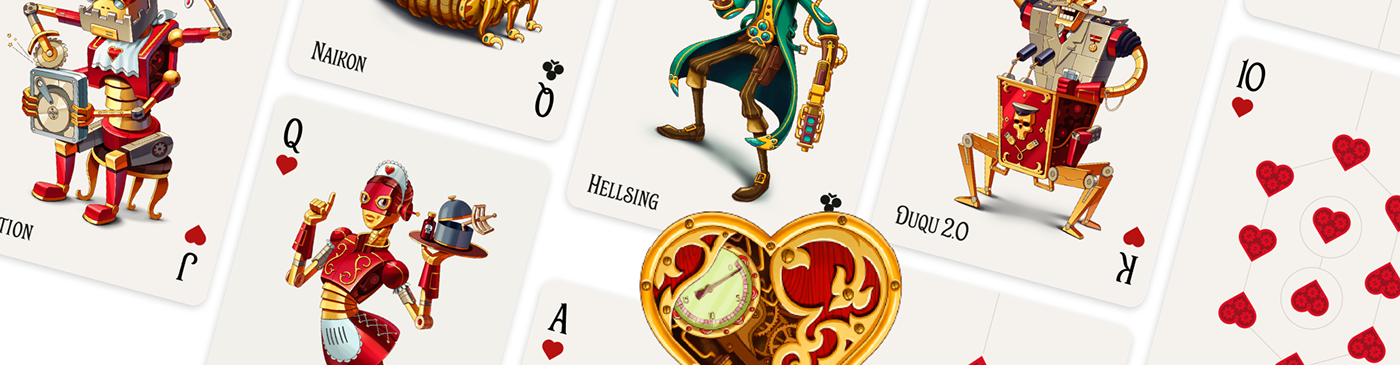 cards Character design game Kaspersky Solitaire Game STEAMPUNK user interface Web Design  Website
