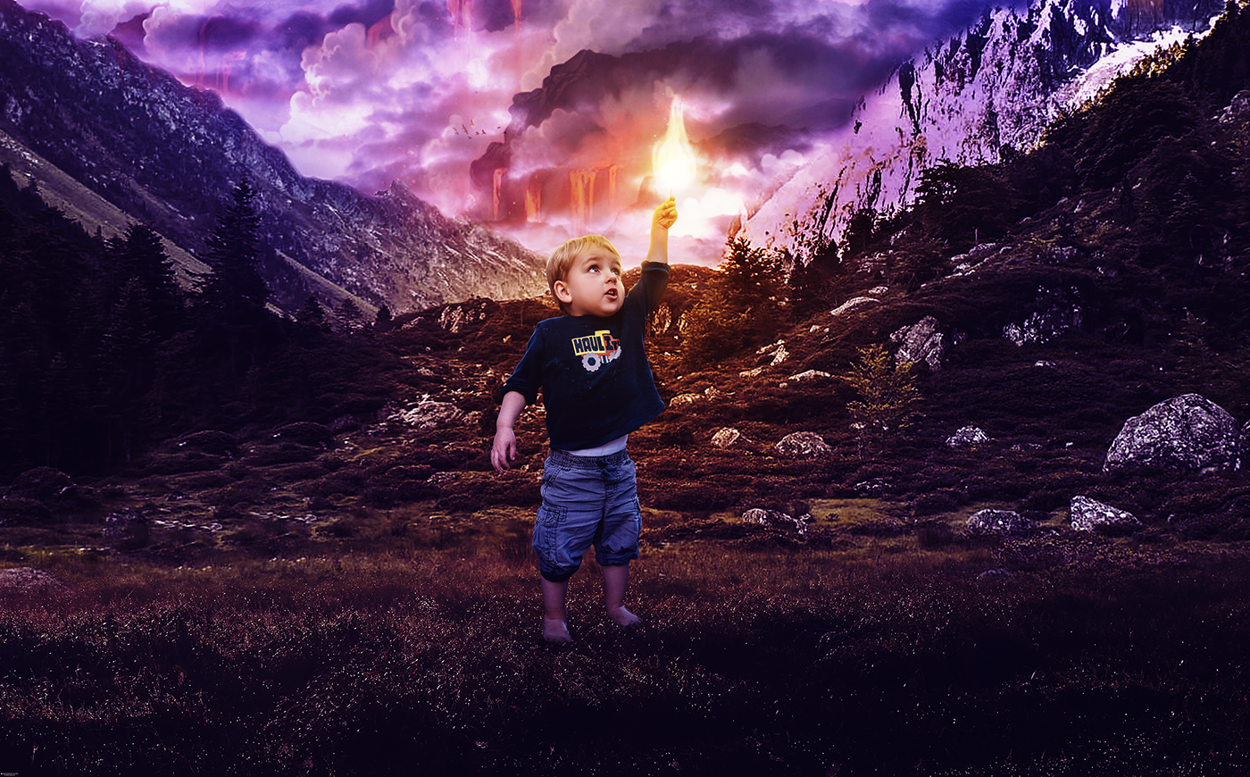 boy background rock fire mountain SKY