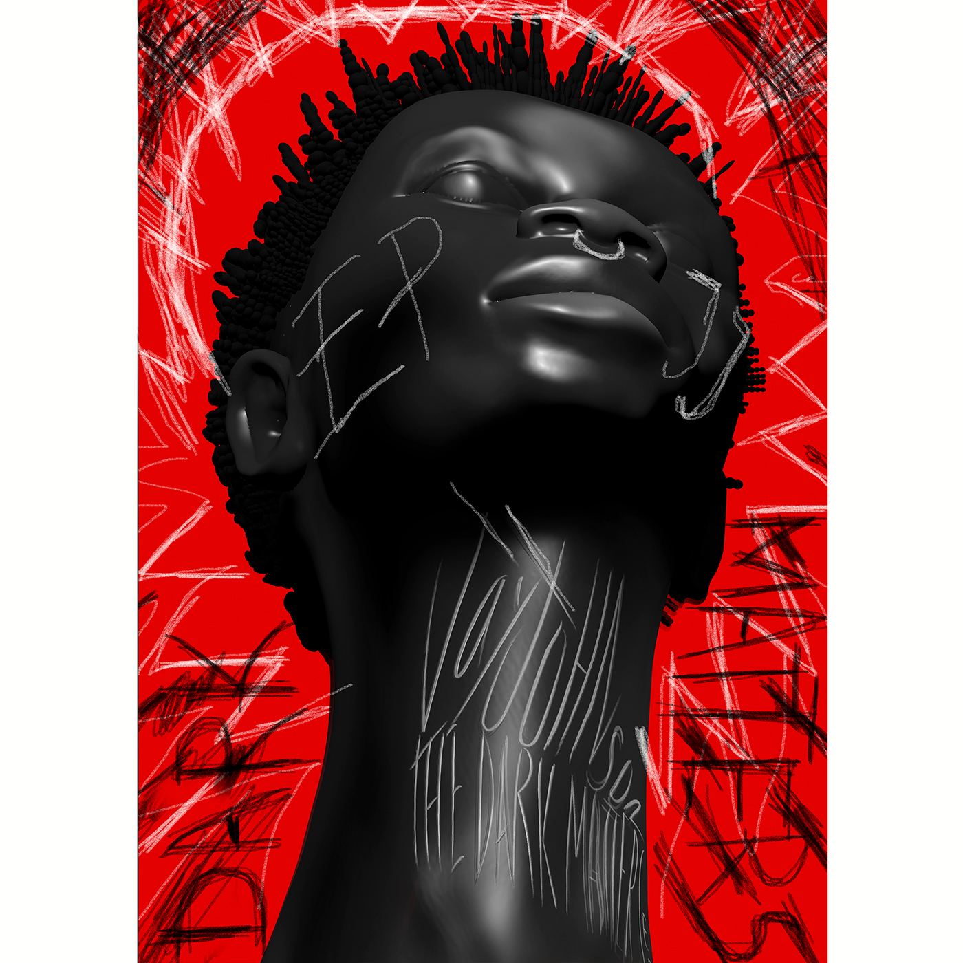 cinema4d face portrait red black music Singer shoreditch London Urban
