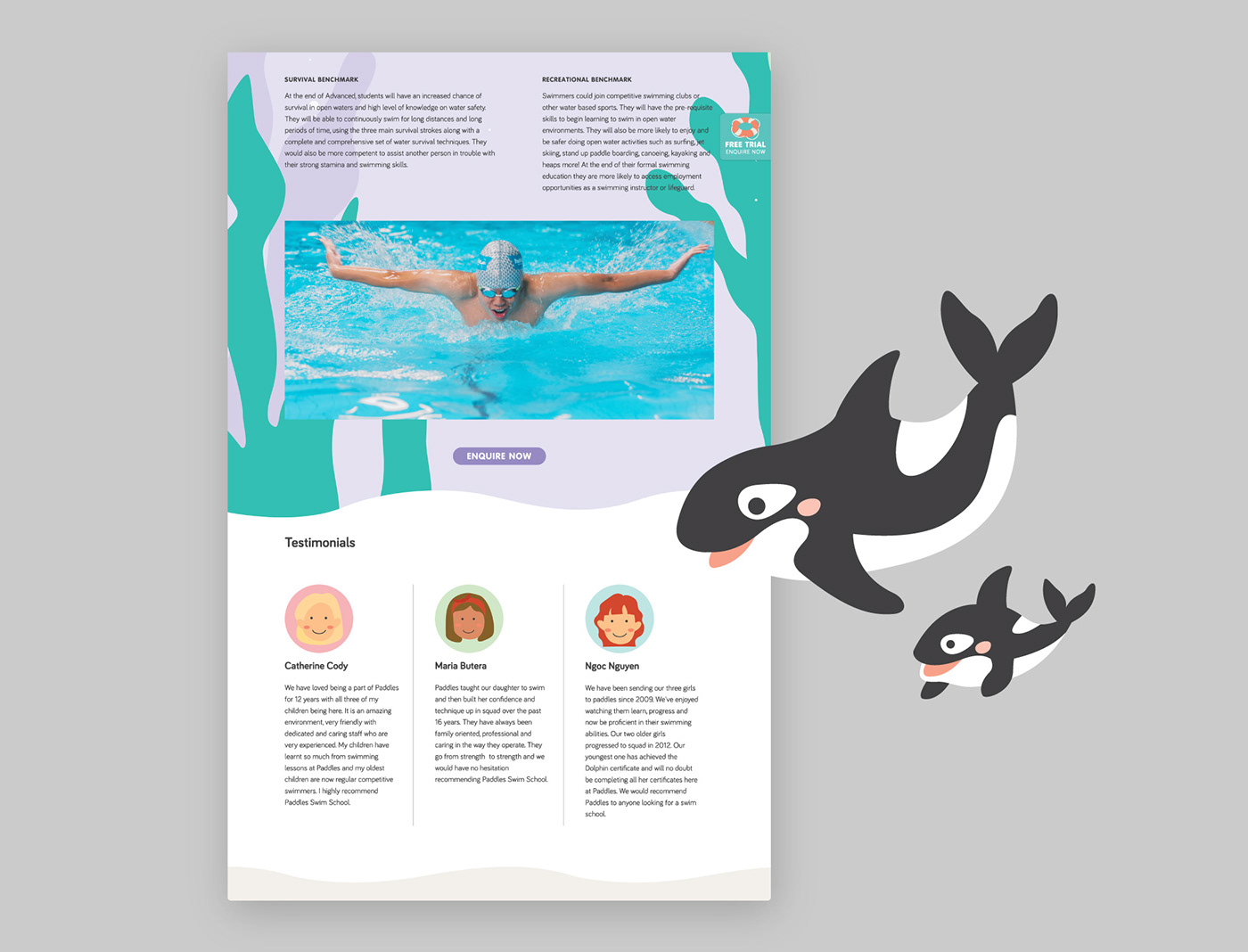 brand identity Colourful  ILLUSTRATION  kids school swim school swimming Vector Illustration water Website Design