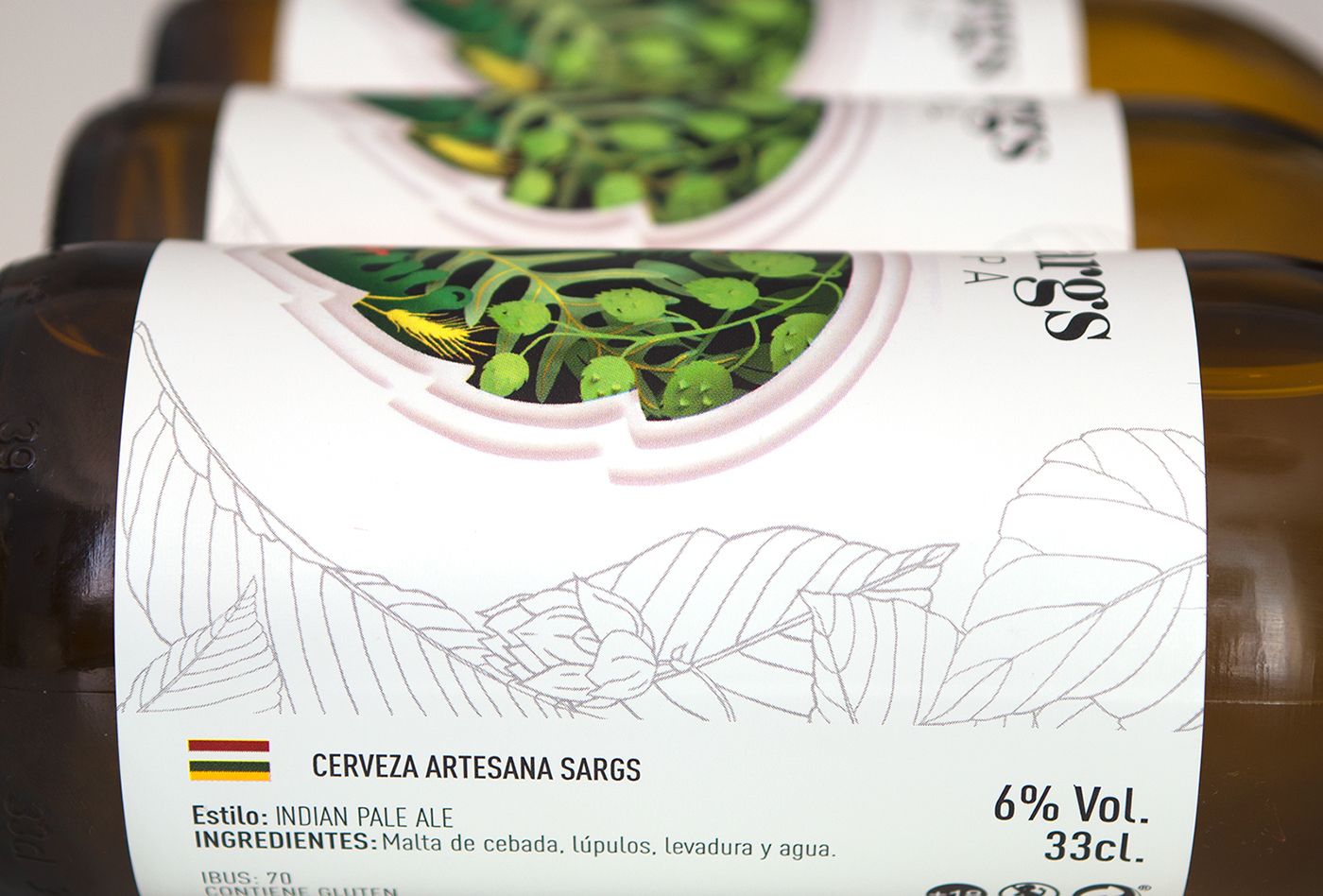 beer papercut Label floral Packaging etiqueta hop ilustracion White