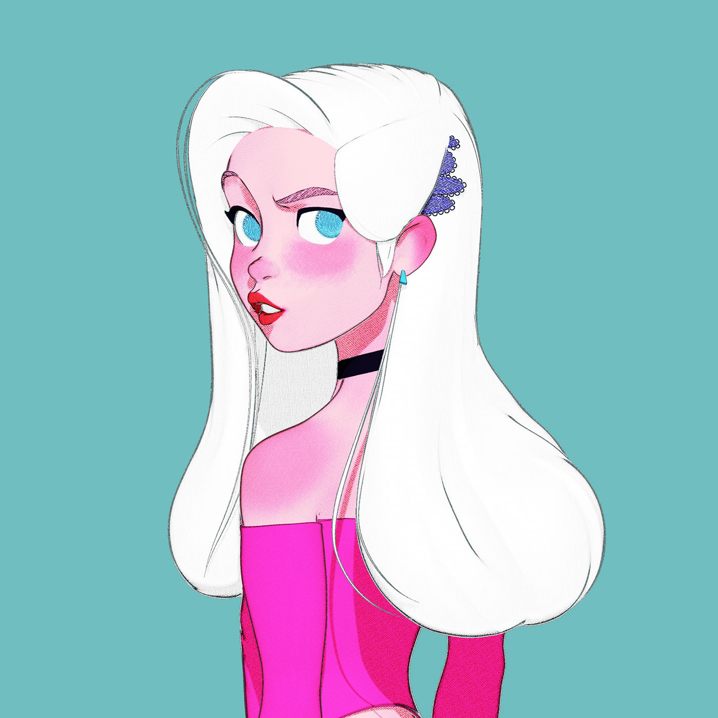 Sylized disney pink blue cute angry serius MEAN dtiys drawthisinyourstyle