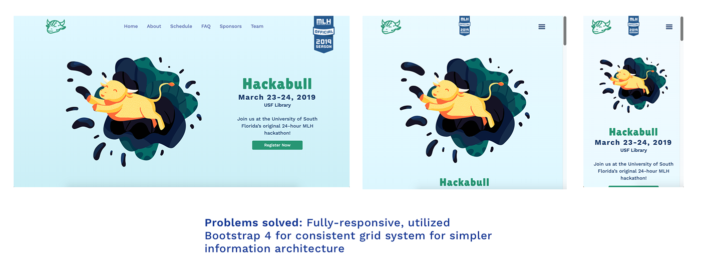 hackathon branding  animal flat design USF UI Web Design  bull student