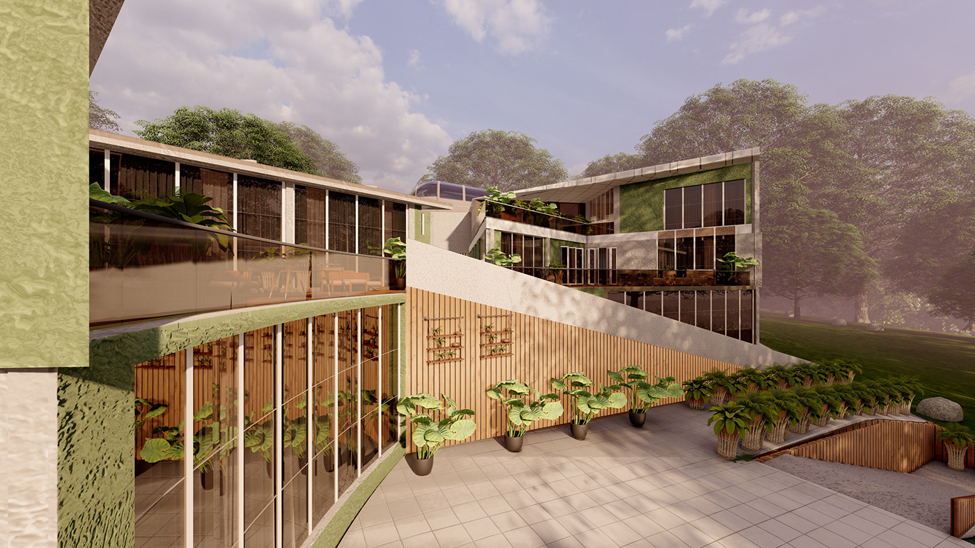 architecture Render visualization modern 3D corona exterior architectural design architectural rehabilitation center
