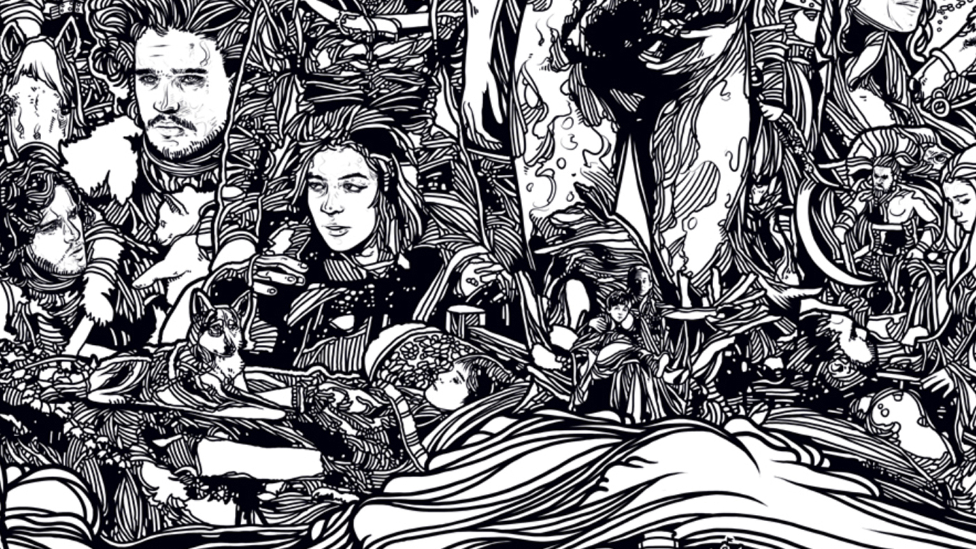black White ink Game of Thrones portrait girl poster screen print conrado salinas  movie