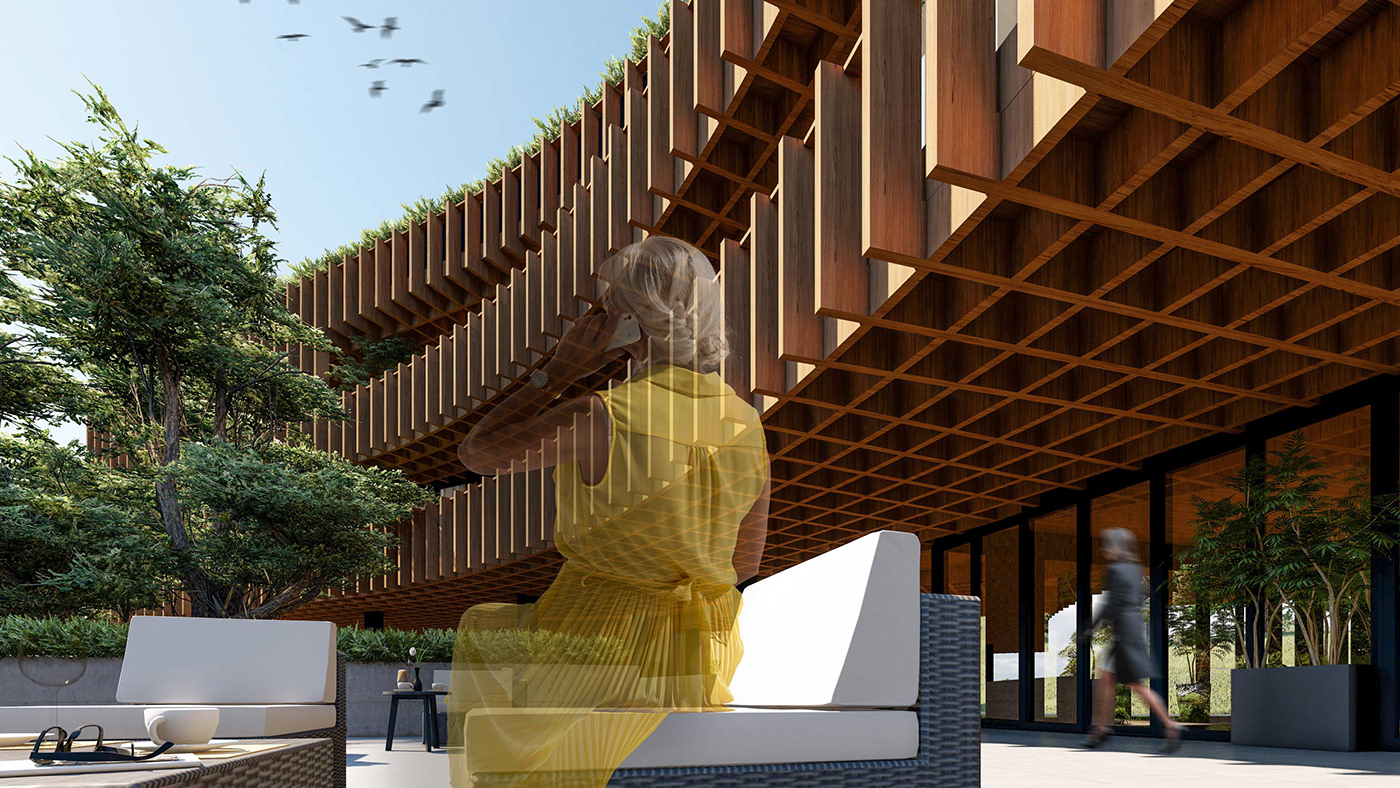 3D architecture exterior hotel design Render visualization vray