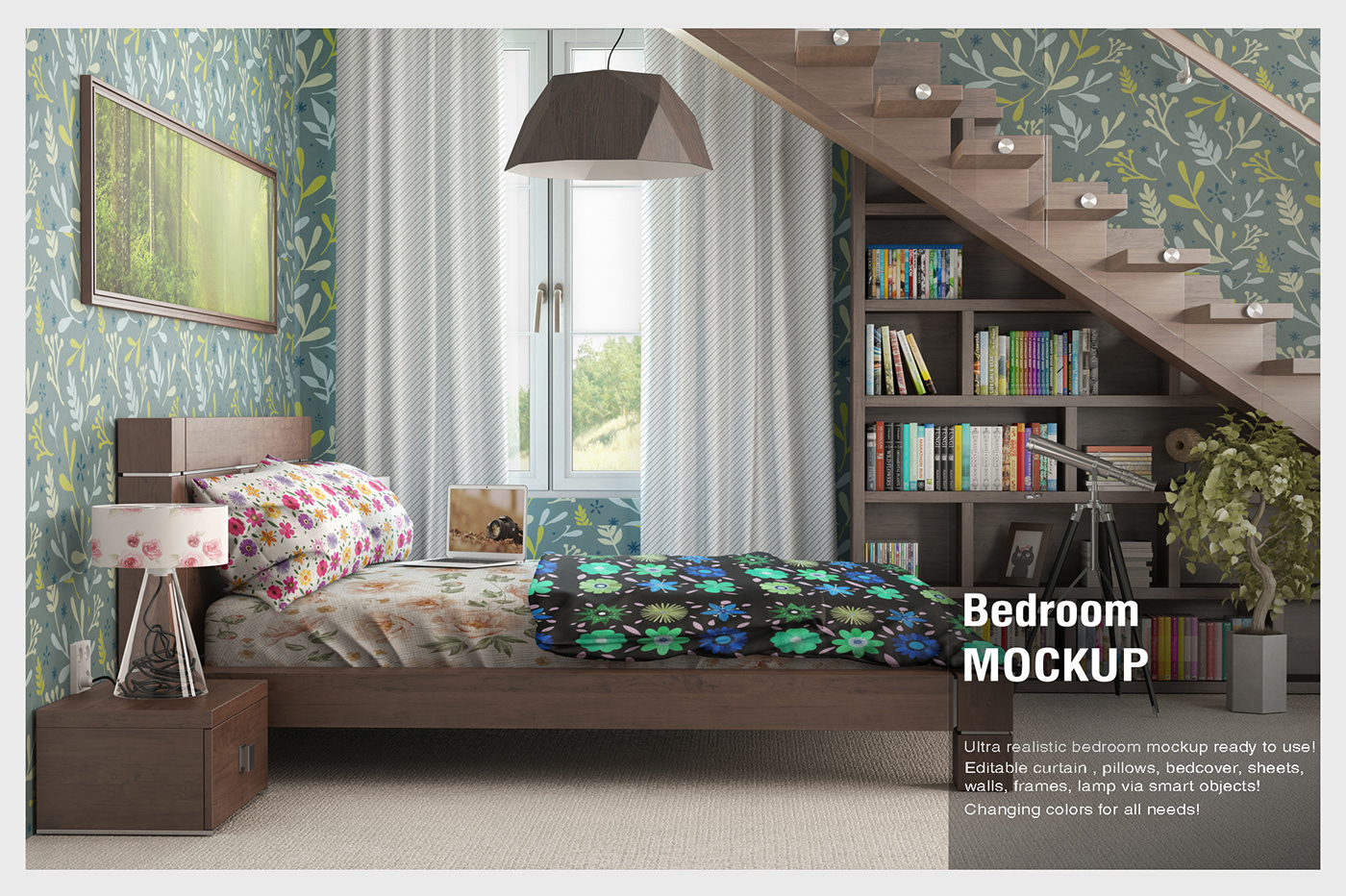 room mockup interior mockup mac Mockup iMac bed mockup sheet sheets mockup sheets mock-up pillow