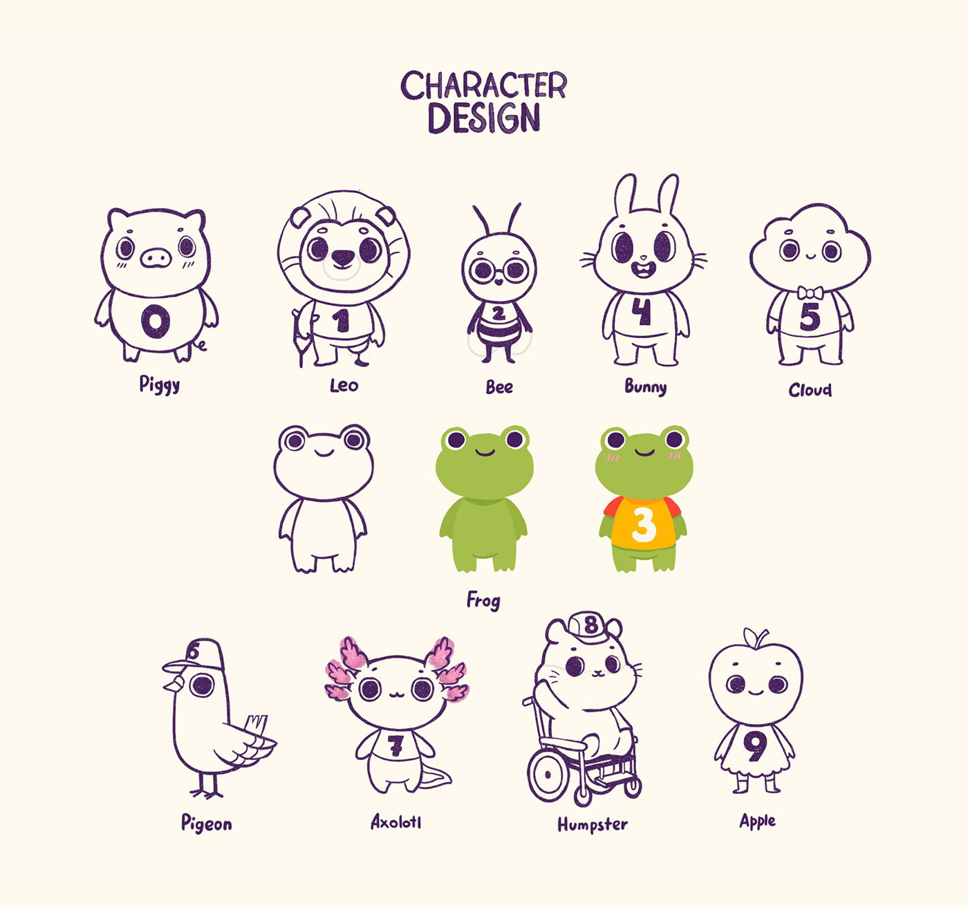 Kids characters, cute animal mascots. 