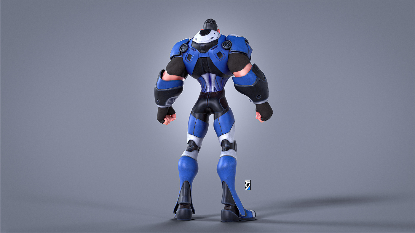 cartoon mecha soldier Character design  3d modeling Armor Scifi character modeling 3д robot