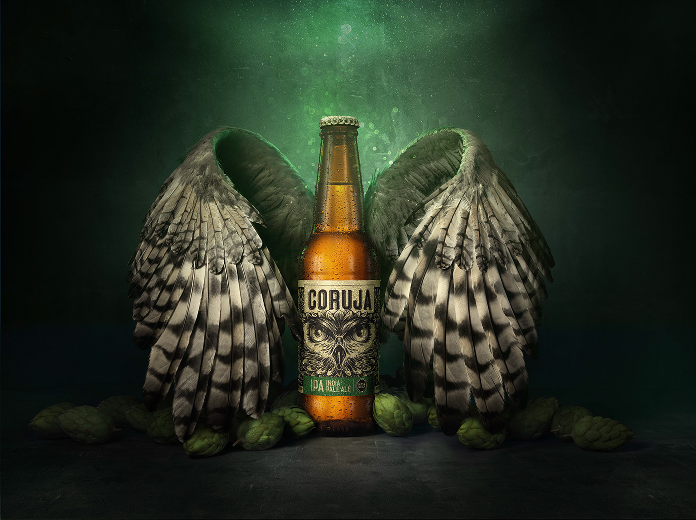 packshoot Platinum ilustration 3D Coruja beer owl CGI digitalart