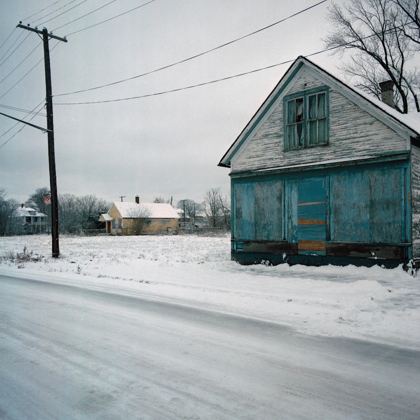 detroit Michigan Urban decay winter cold White night snow abandoned Abandonment photo