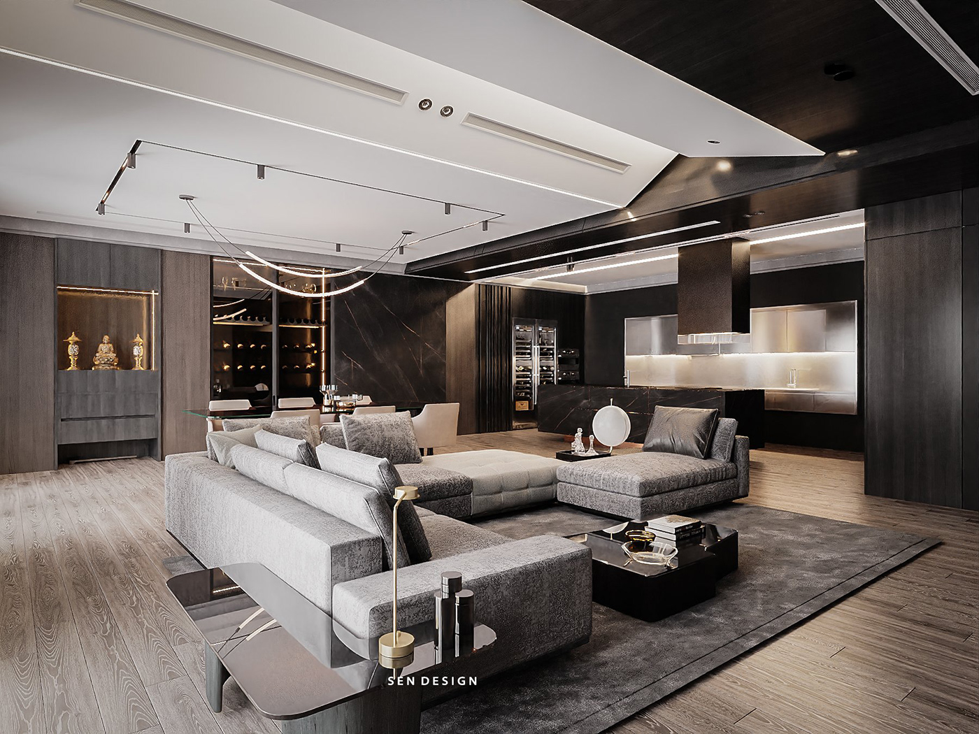 achitecture Apatment design villa duplex Interior interior design  livingroom modern luxury sendesign