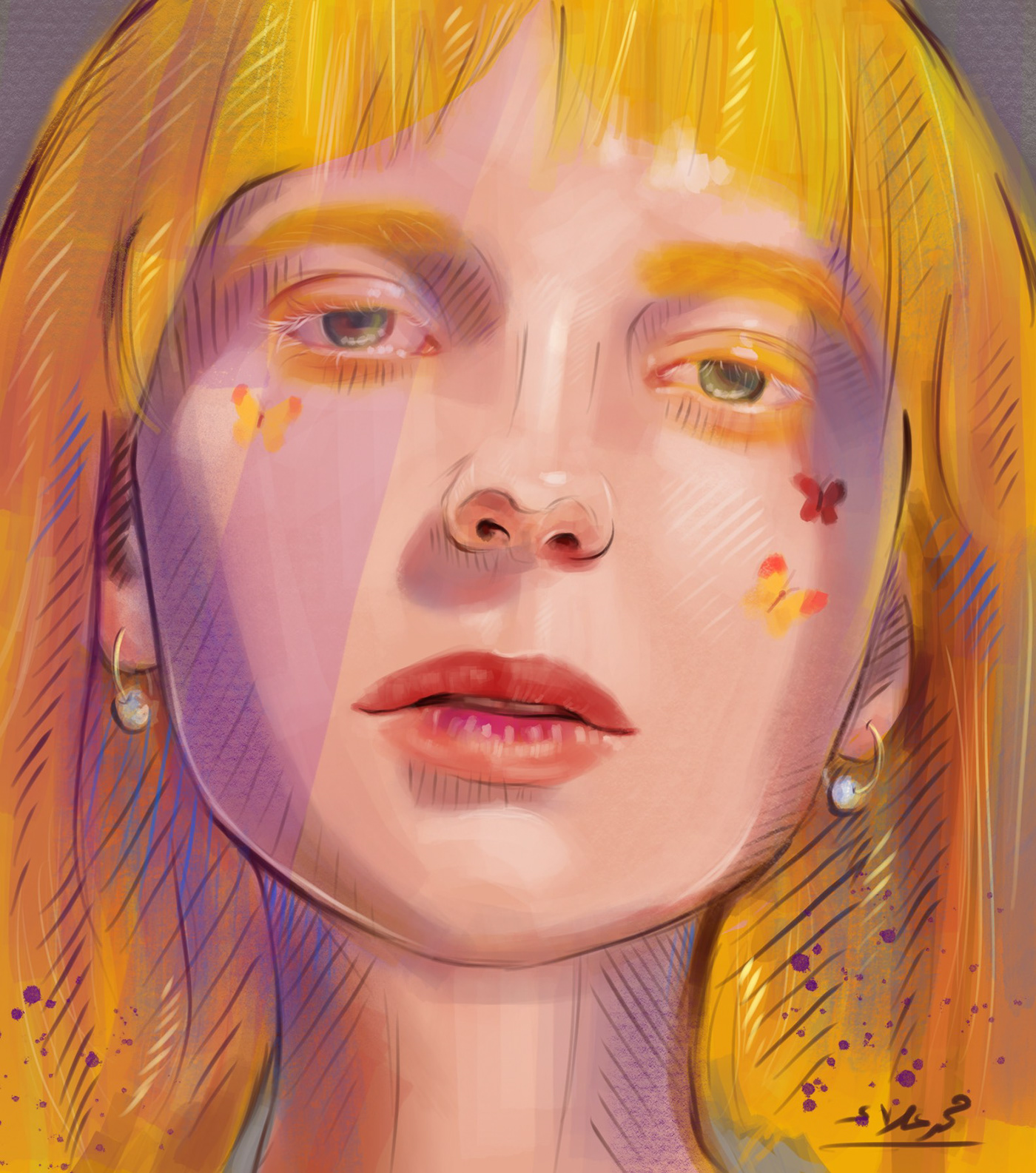 ipad pro Digital Art  digital painting yellow girl art Drawing  portrait artist Portrait Painting Procreate