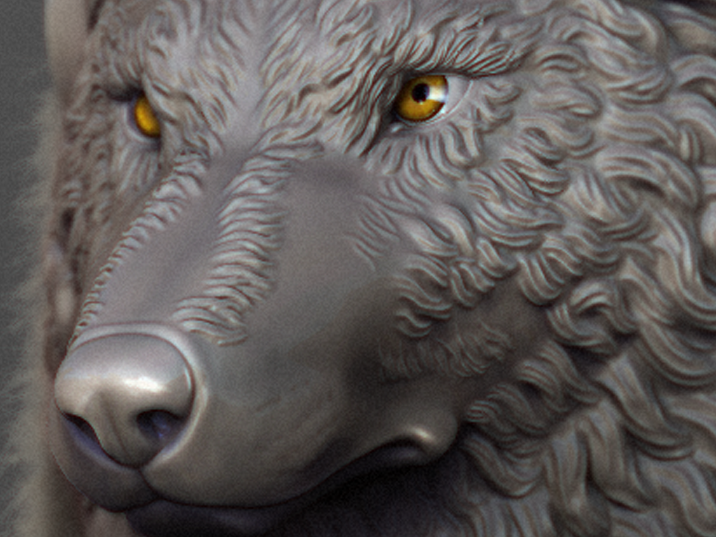 3D sculpture Zbrush Character shamanic wolf Render digitalart bust