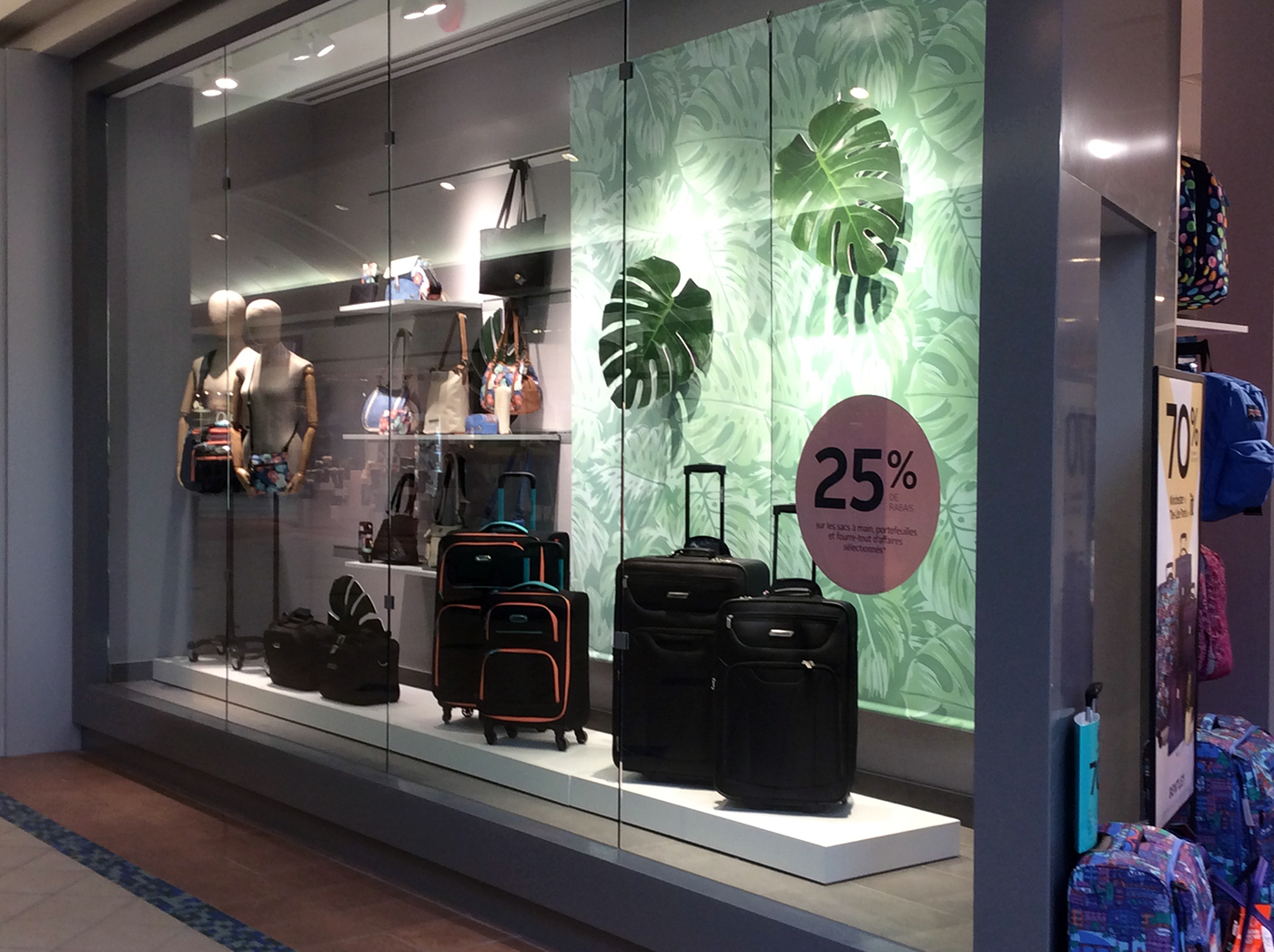 Retail Travel Travelling luggage handbags Visual Merchandising landing page flyer Promotional