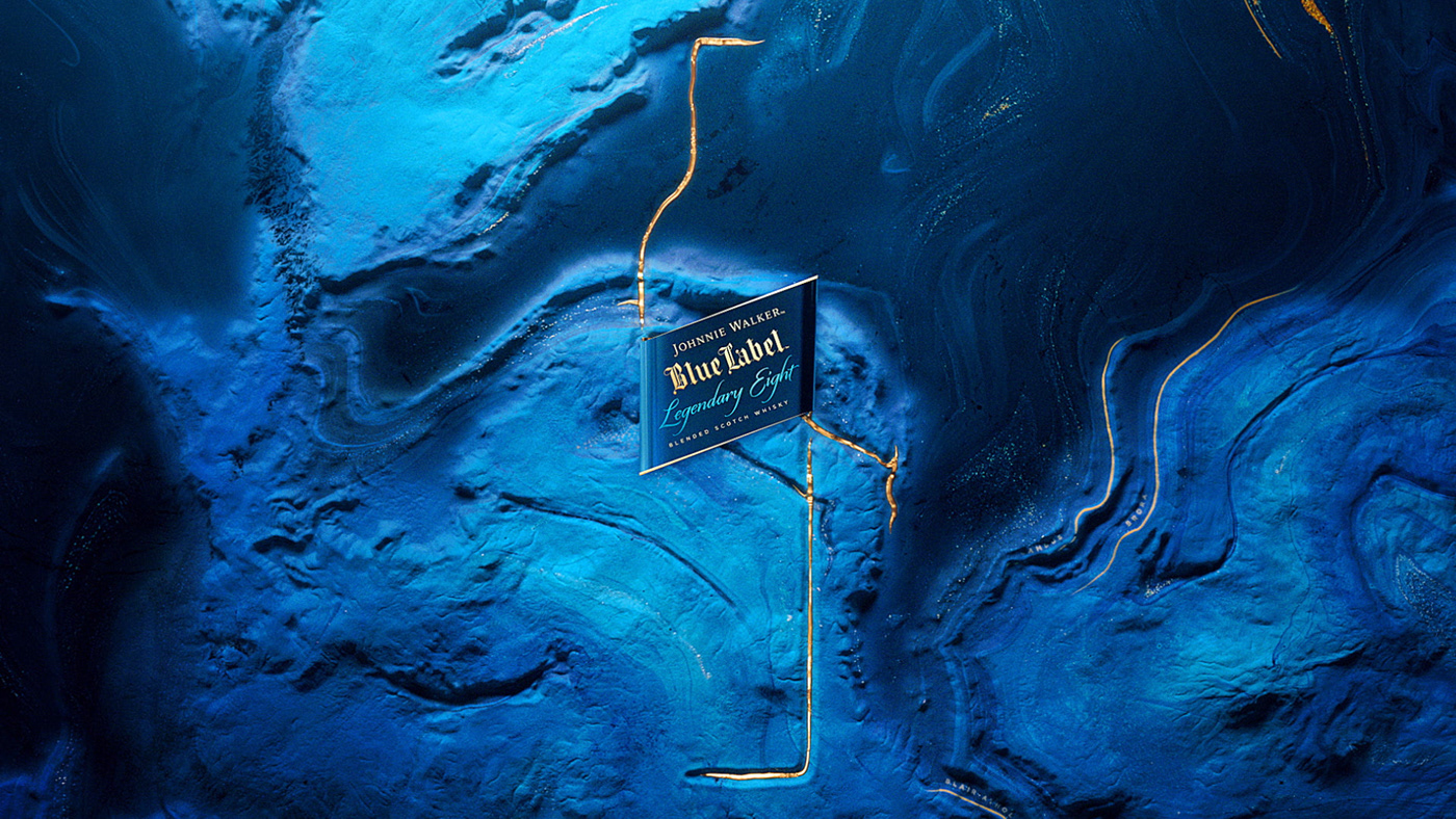 animation  blue blue label branding  CG gold Johnnie Walker Landscape scotish Whiskey