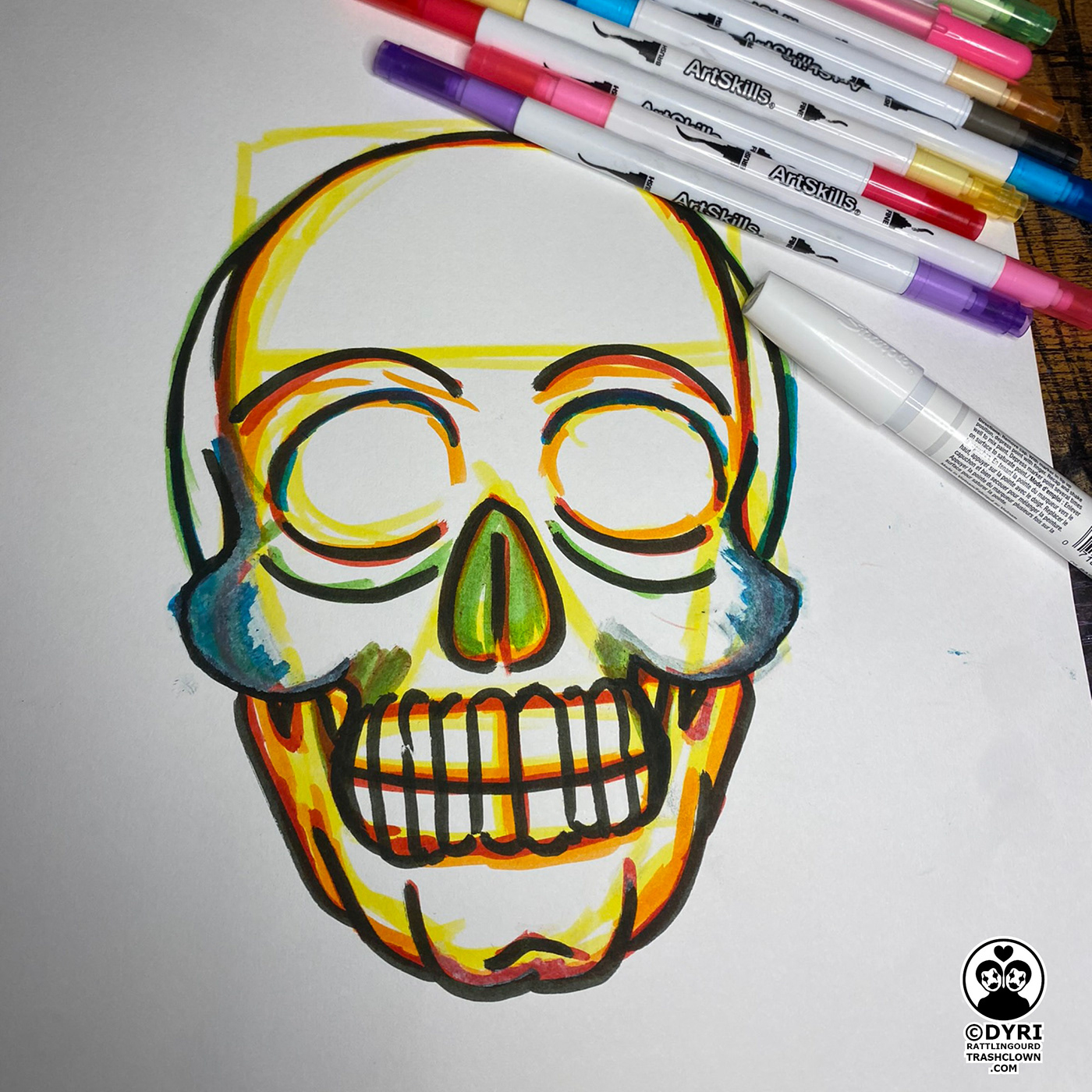 digital illustration sketch skull skeleton skeletons skulls tarot process