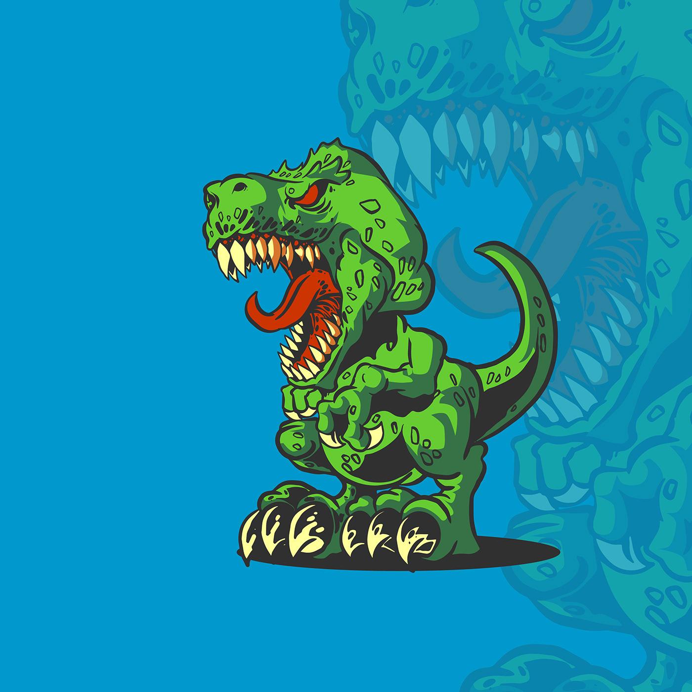 dragon dinosaurs trex tyrannosaurus animal kawaii logo ILLUSTRATION  artwork drimtim