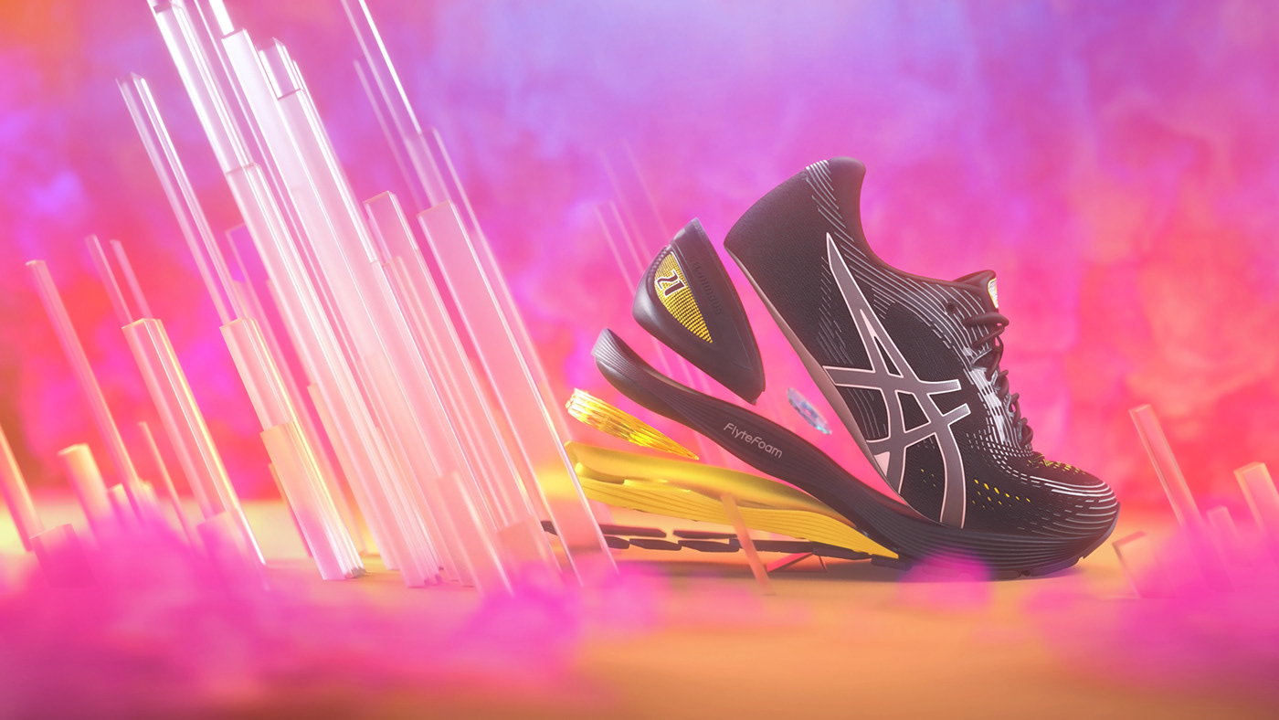 Asics shoe shoes 3D octane rendering sport ADV Advertising  Digital Art 