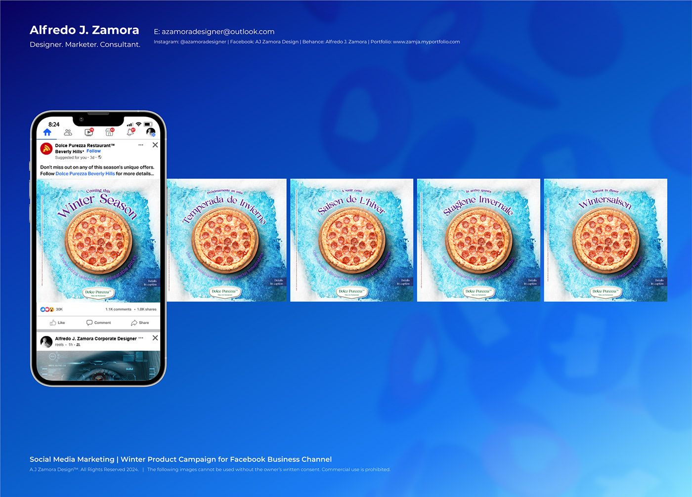 Pizza Advertising  restaurant social media graphic design  branding  Adobe Photoshop adobe illustrator winter artic